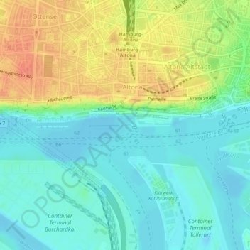 Carte topographique Dockland, altitude, relief