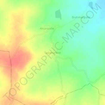 Carte topographique Tadamanoor, altitude, relief