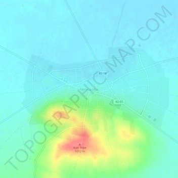 Carte topographique Yeniceoba, altitude, relief