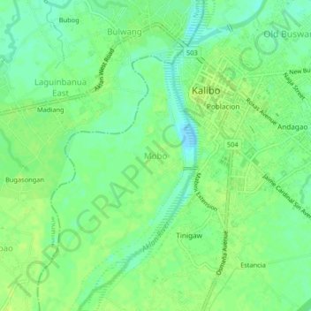 Carte topographique Mobo, altitude, relief