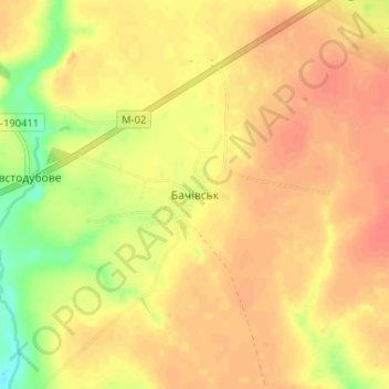 Carte topographique Bachivsk, altitude, relief