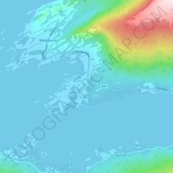 Carte topographique Sommarnes, altitude, relief