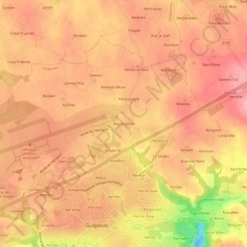Carte topographique Beg ar Groas, altitude, relief