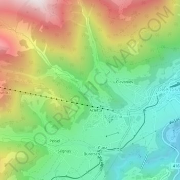 Carte topographique En Davos, altitude, relief