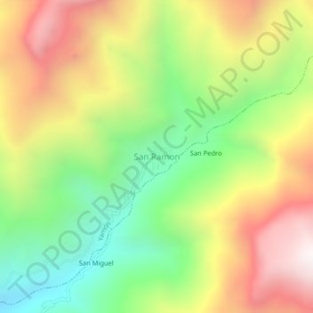 Carte topographique San Ramon, altitude, relief