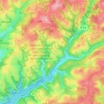 Carte topographique Niederhagen, altitude, relief