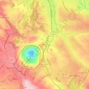 Carte topographique Vertuech, altitude, relief