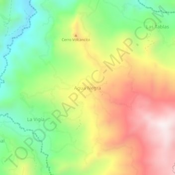 Carte topographique Agua Negra, altitude, relief