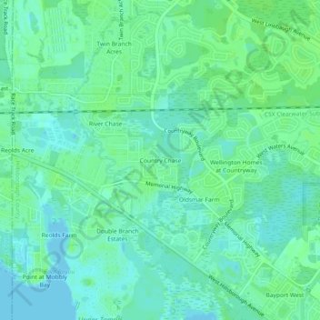 Carte topographique Country Chase, altitude, relief