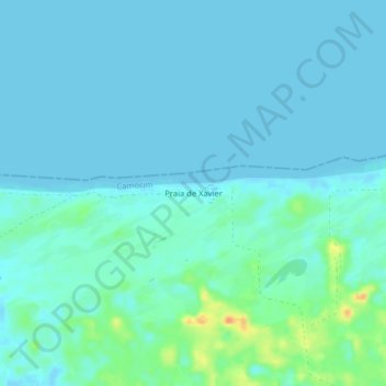 Carte topographique Praia de Xavier, altitude, relief