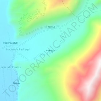 Carte topographique Pedregal, altitude, relief