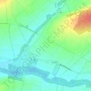 Carte topographique Vaux Moyenne, altitude, relief