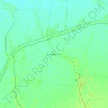 Carte topographique Sukamekar, altitude, relief