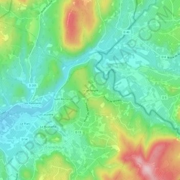 Carte topographique Le Jas Nègre, altitude, relief