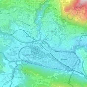 Carte topographique Pontegana, altitude, relief