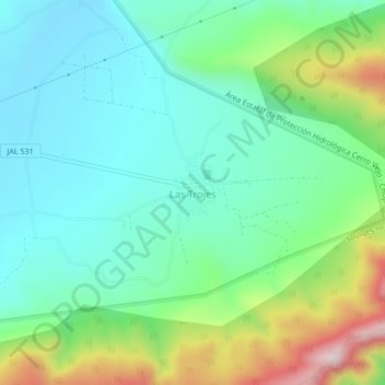 Carte topographique Las Trojes, altitude, relief