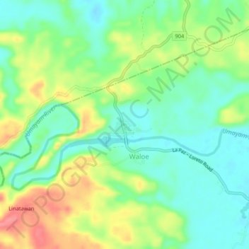 Carte topographique Waloe, altitude, relief