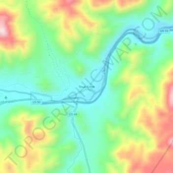 Carte topographique Texas Creek, altitude, relief