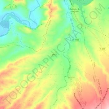 Carte topographique Olivar, altitude, relief