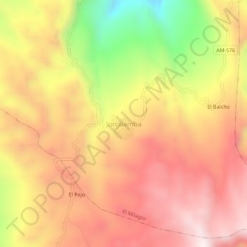 Carte topographique Jorobamba, altitude, relief