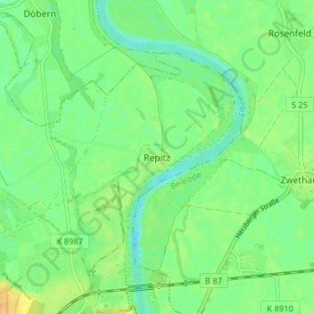 Carte topographique Repitz, altitude, relief