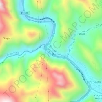 Carte topographique Cayumba, altitude, relief