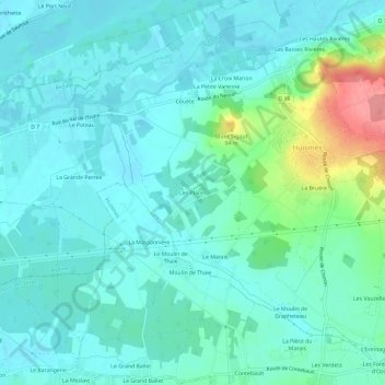 Carte topographique Les Places, altitude, relief