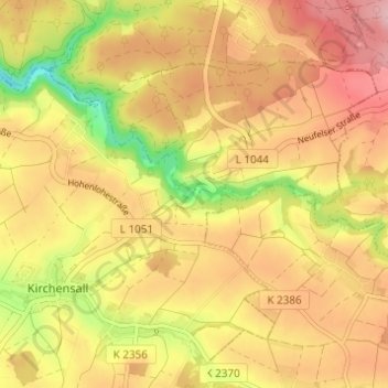 Carte topographique Neufelser Mühle, altitude, relief