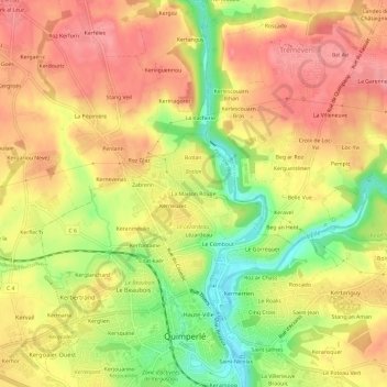 Carte topographique La Maison Rouge, altitude, relief