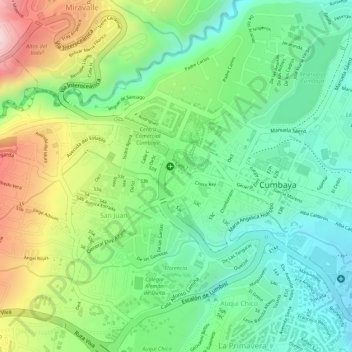Carte topographique parque de las flores, altitude, relief