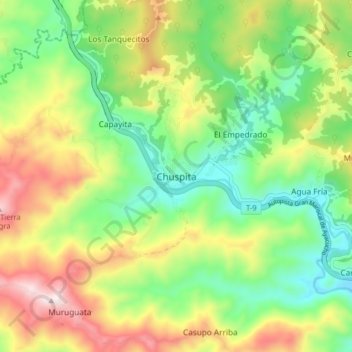 Carte topographique Chuspita, altitude, relief