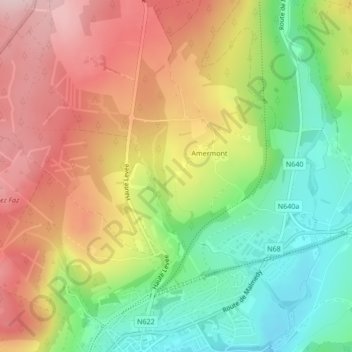 Carte topographique Thier de la Hèche, altitude, relief