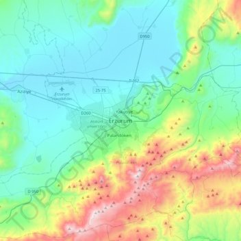 Carte topographique Erzurum, altitude, relief