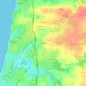 Carte topographique L'Aubaudière, altitude, relief