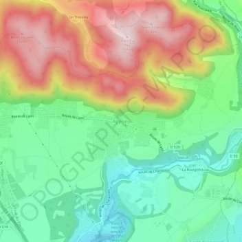 Carte topographique Apprieu, altitude, relief