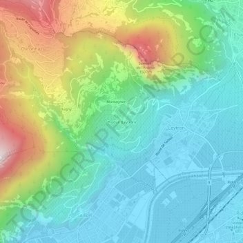 Carte topographique Produit (Leytron), altitude, relief