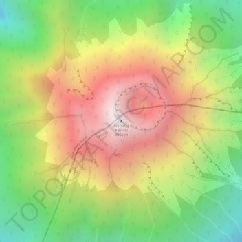 Carte topographique Mount Kerinci, altitude, relief