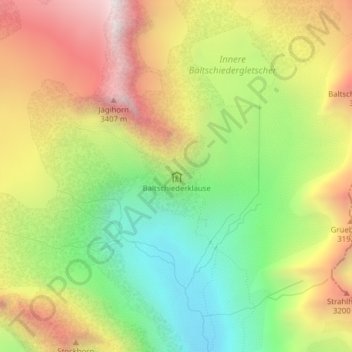 Carte topographique Baltschiederklause, altitude, relief