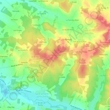 Carte topographique Le Terme Rouge, altitude, relief