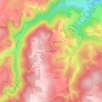 Carte topographique Sagne Redonde, altitude, relief