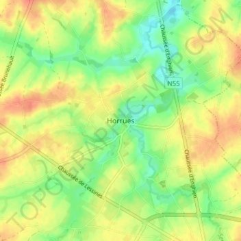 Carte topographique Horrues, altitude, relief