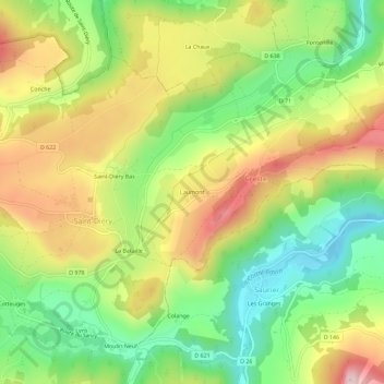 Carte topographique Laumont, altitude, relief