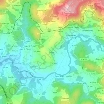 Carte topographique Prospes, altitude, relief