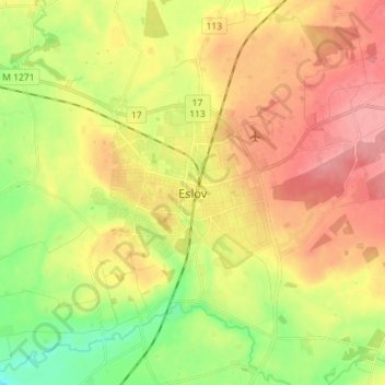 Carte topographique Eslöv, altitude, relief