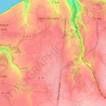Carte topographique La Croix Bigot, altitude, relief