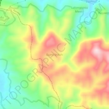 Carte topographique Bumi Indah, altitude, relief