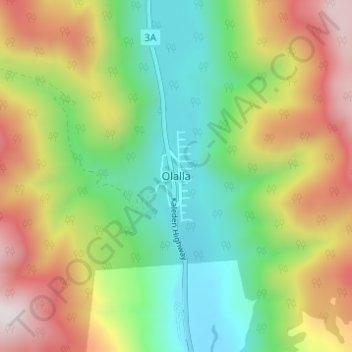 Carte topographique Olalla, altitude, relief