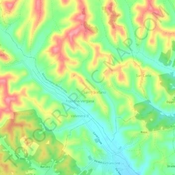 Carte topographique Ferreri, altitude, relief