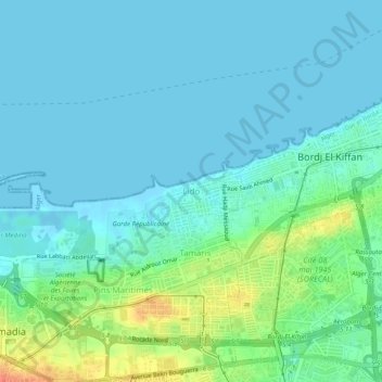 Carte topographique Lido, altitude, relief