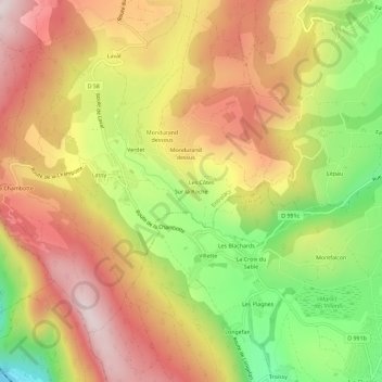 Carte topographique Sur la Roche, altitude, relief